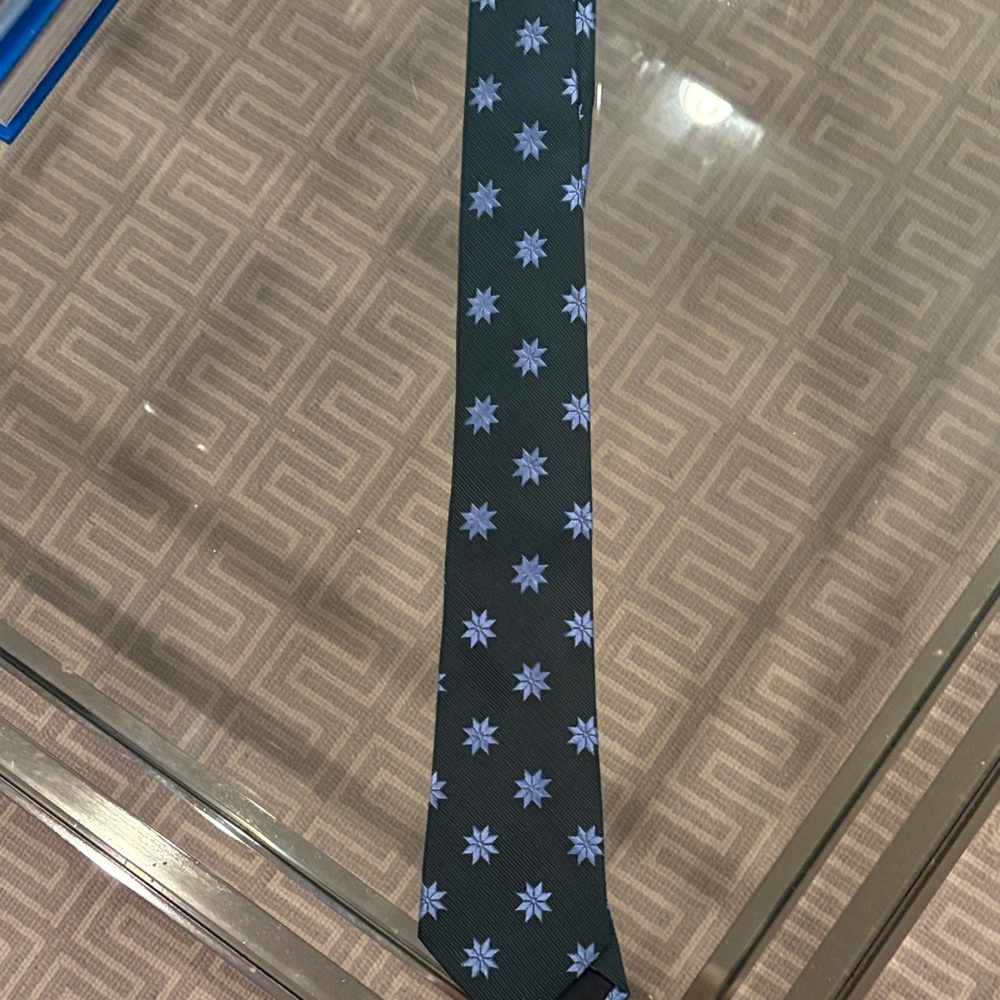 Elegant Dark green and Blue snowflake Tie